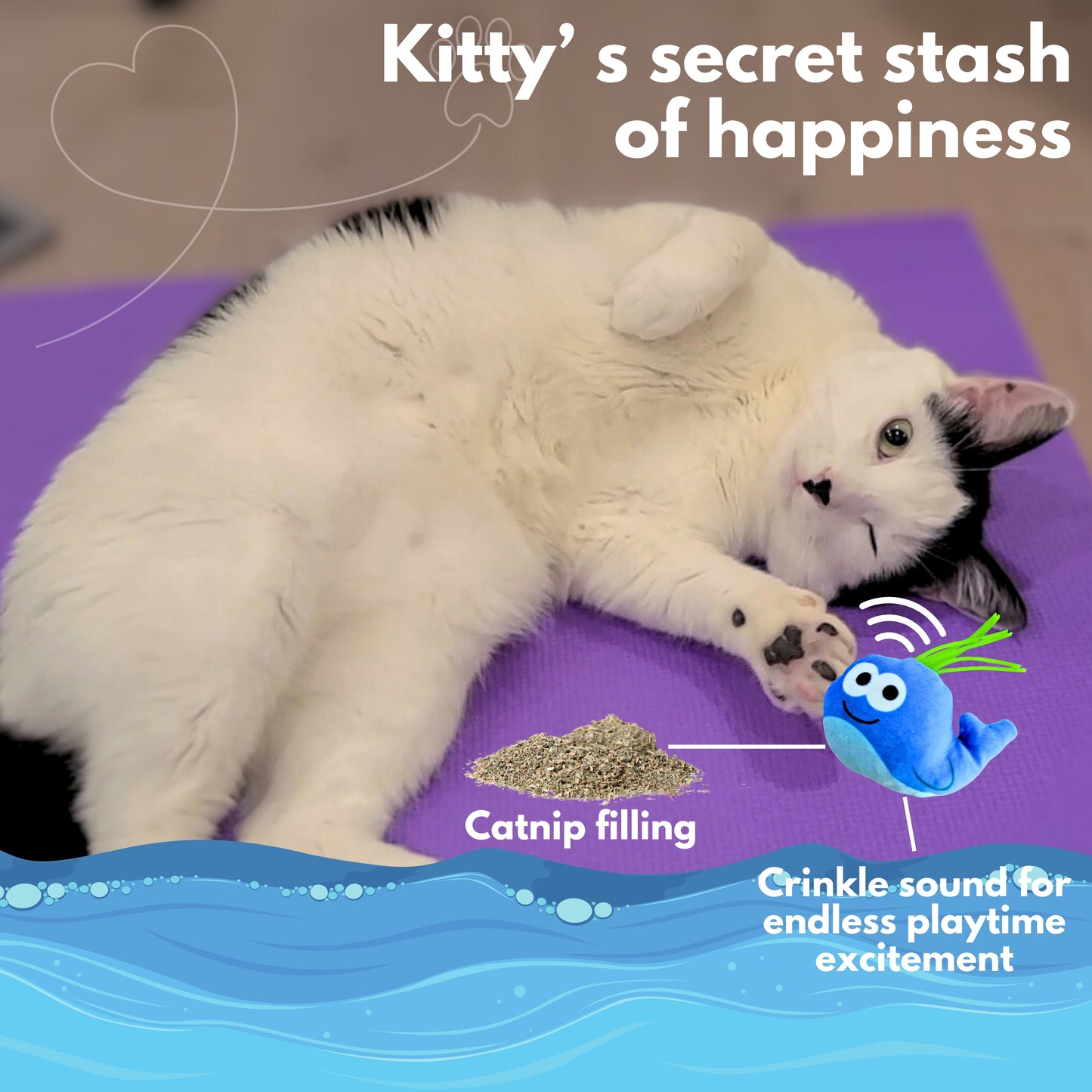 Interactive Catnip Toys for Indoor and Outdoor Cats Set of 6 Soft and Durable Stuffed Sea Animal Plush Toys, Crinkle Sound Cat Kicker Toys, Perfect for Promoting Kitten Exercise and Ideal Gifts for Cat Lovers